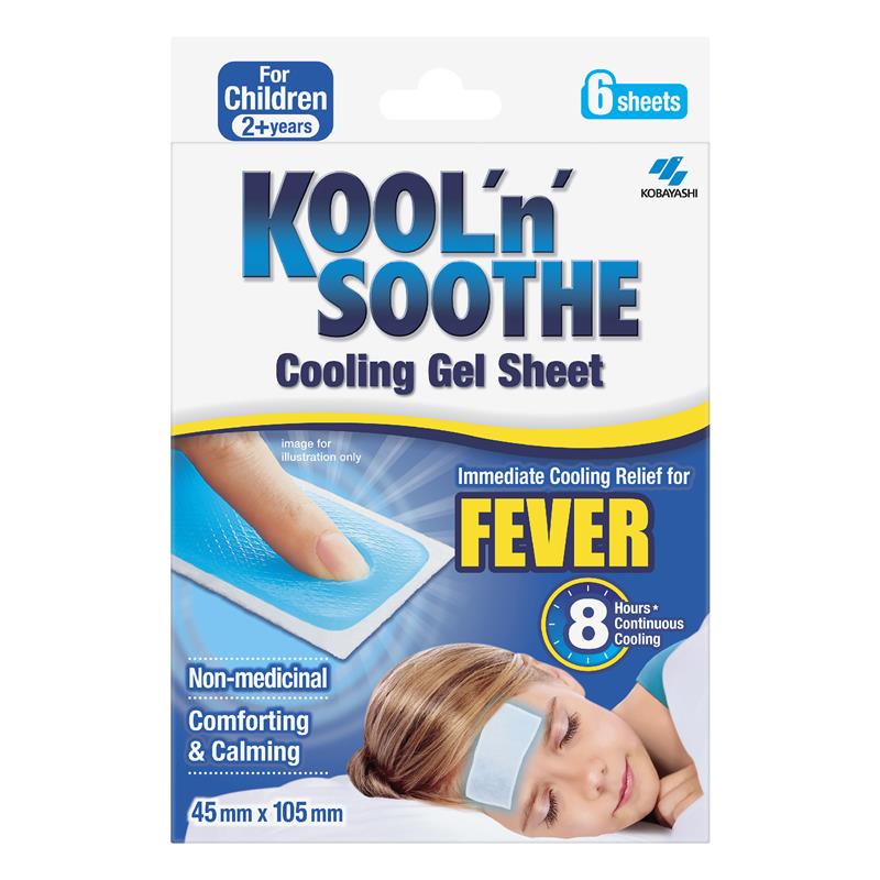 Kobayashi Kool 'N' Soothe Cooling Gel Fever Sheets 6pc