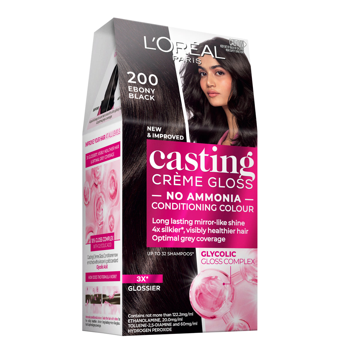 L'Oréal Paris Casting Crème Gloss Semi-Permanent Hair Colour - 200 Ebony Black (Ammonia Free)