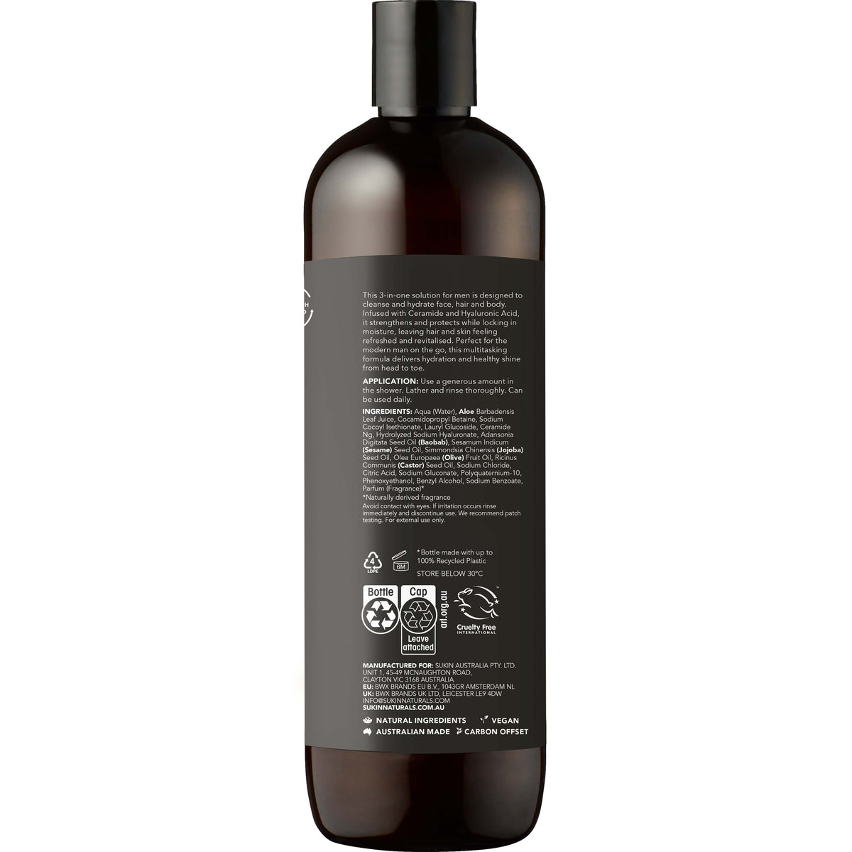 SUKIN Men's 3 In 1 Wash 500ml