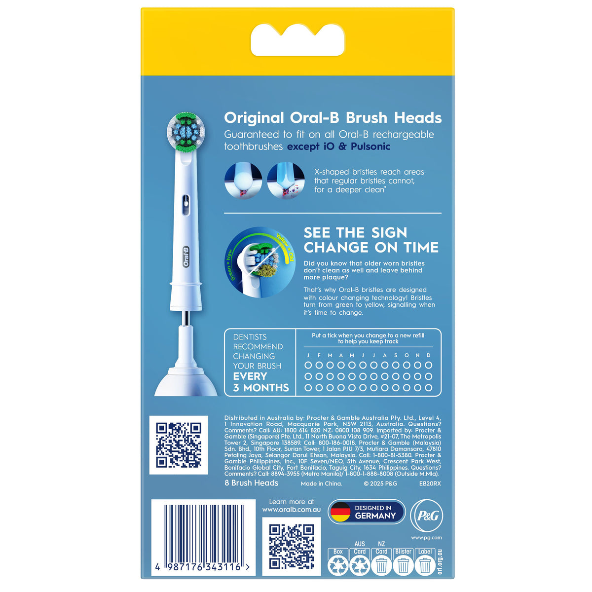 ORAL B Everyday Clean Replacement Brush Head 8pk