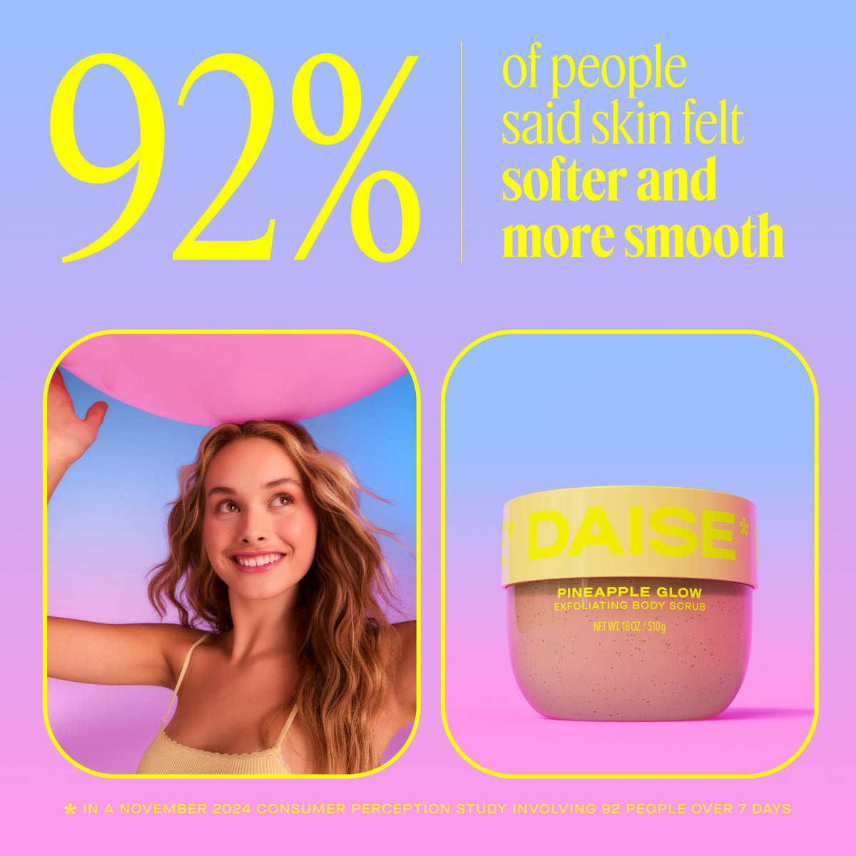 DAISE Exfoliating Body Scrub in Pineapple Glow, 18 oz/510 g