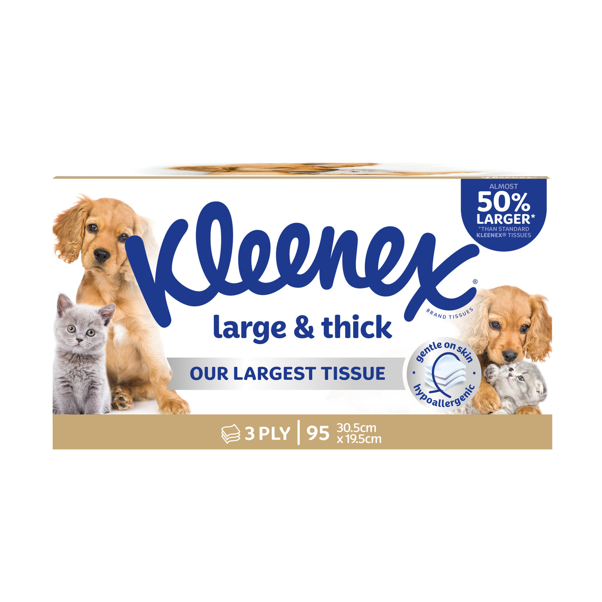 Kleenex Large & Thick 3 Ply Facial Tissues 95 Pack