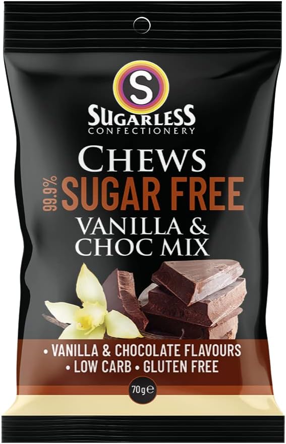 Sugarless Confectionery Vanilla & Chocolate Flavour Chews 70g
