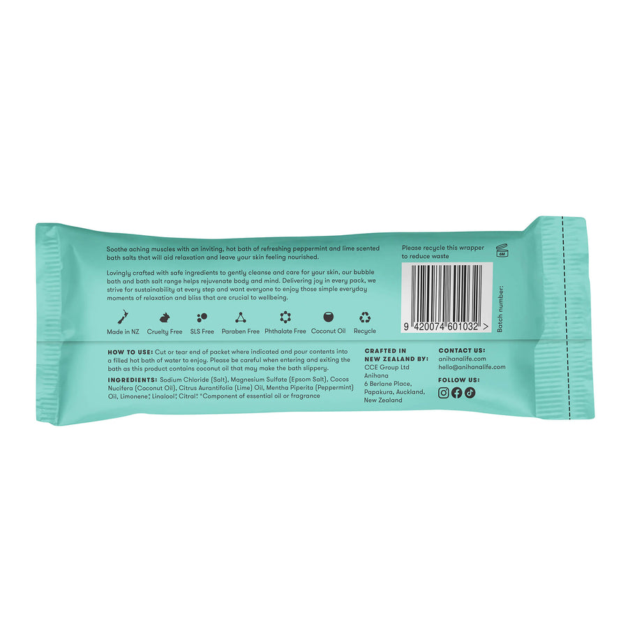 ANIHANA Peppermint & Lime Muscle Soak Bath Salts 80g