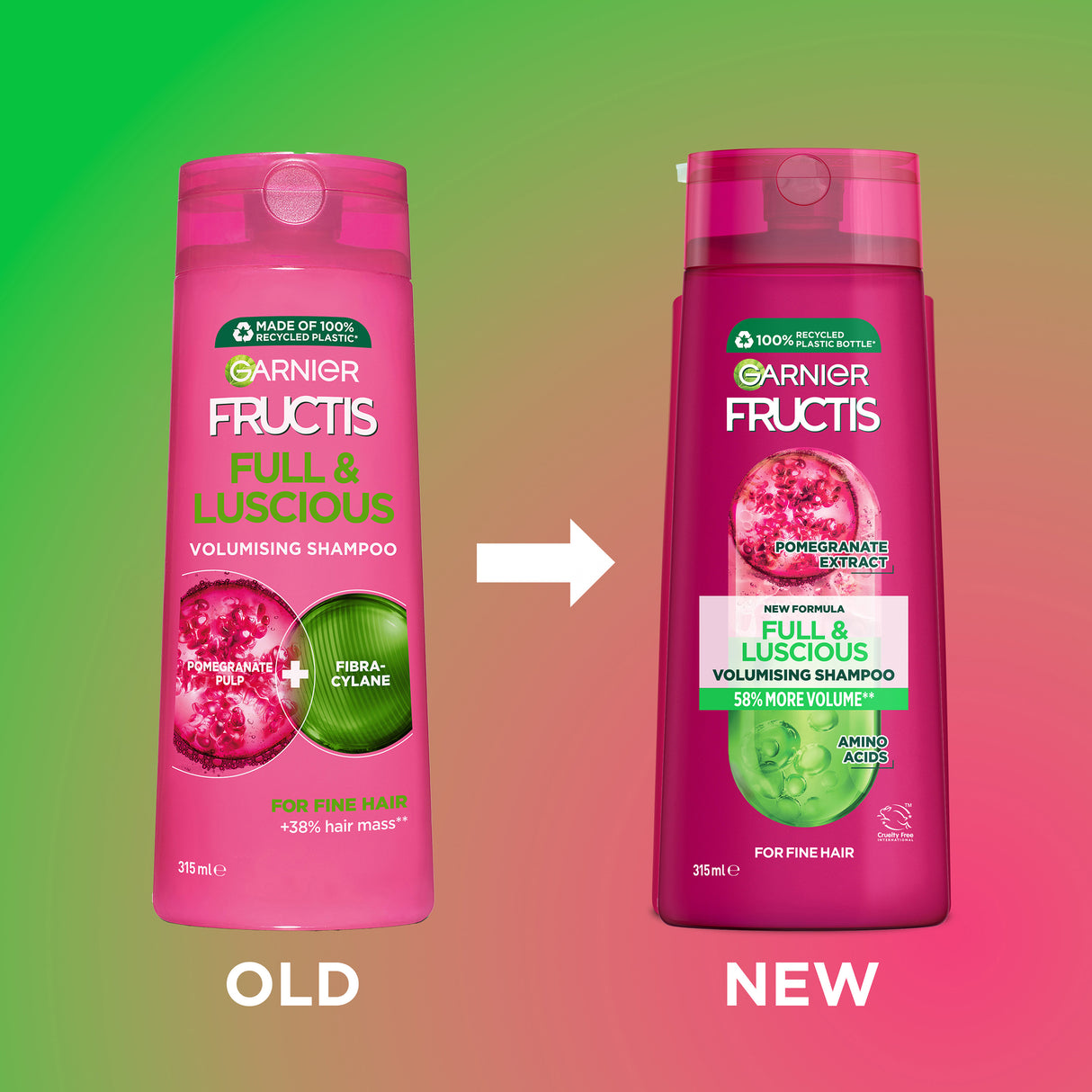 Garnier Fructis Full & Luscious Thicker Hair Shampoo 315ml