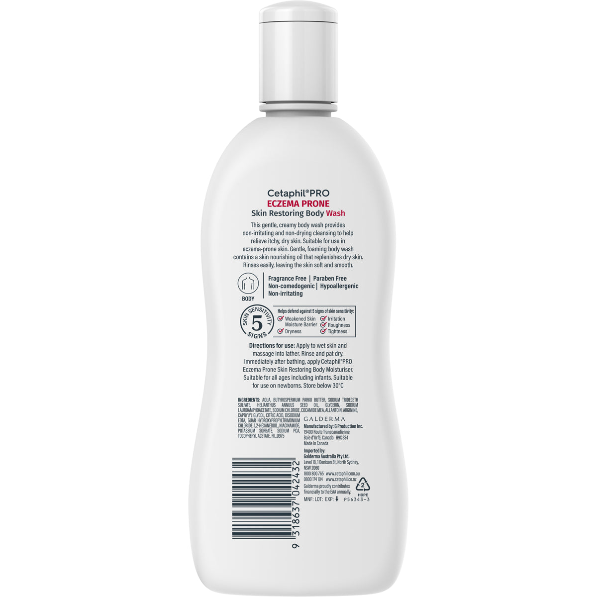 Cetaphil Pro Eczema Prone Skin Restoring Body Wash 295mL