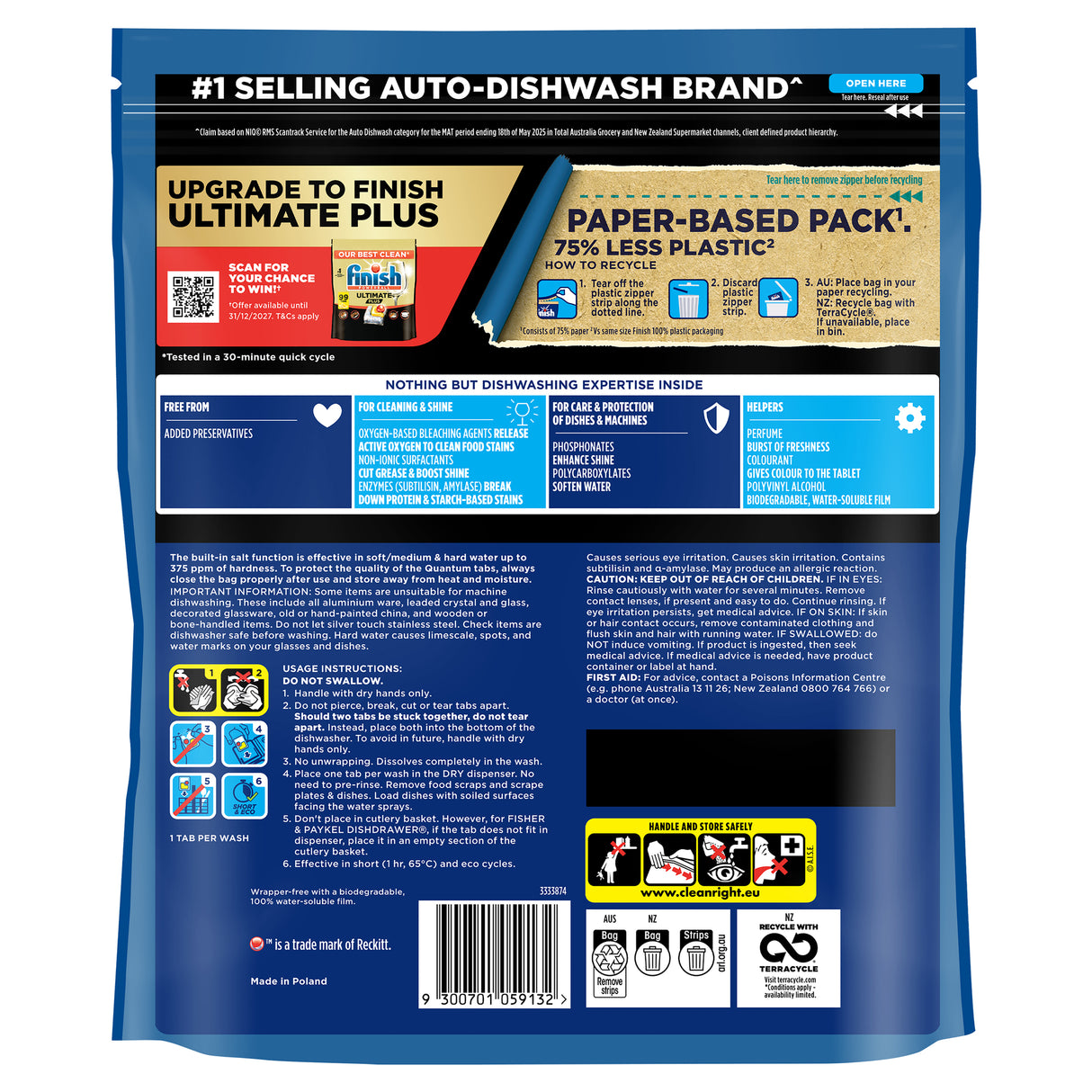 Finish Ultimate All in 1 Dish Washer Tablet Lemon Sparkle 50pk