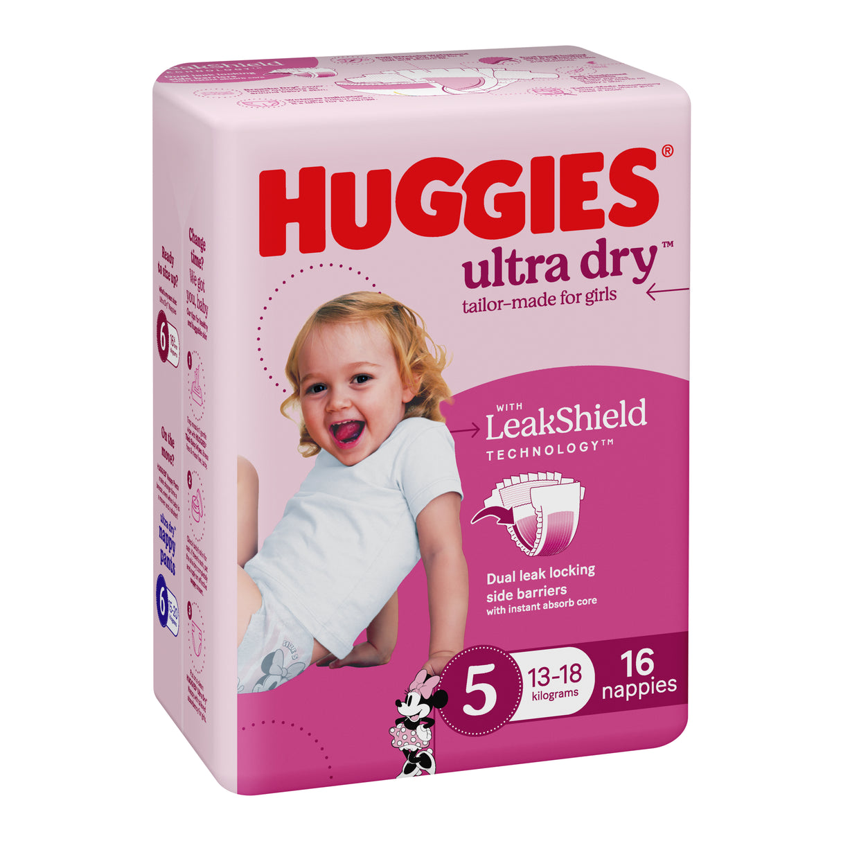 Huggies Ultra Dry Nappies Girl Size 5 (13-18kg) 16 Pack
