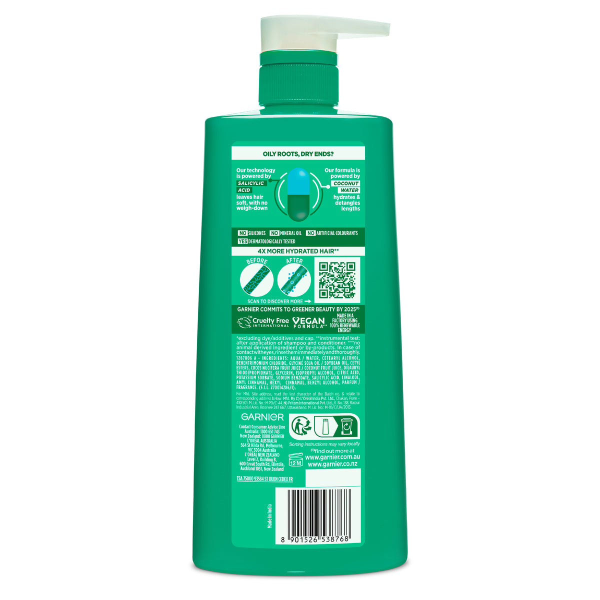 Garnier Fructis Coconut Water Oily Roots Dry Ends Conditioner 850ml