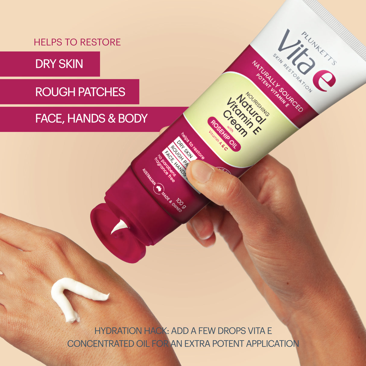 Plunkett's Vita E Natural Vitamin E Cream 100g