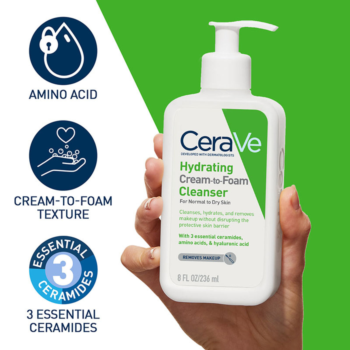CeraVe Hydrating Cream-to-Foam Cleanser 236ml