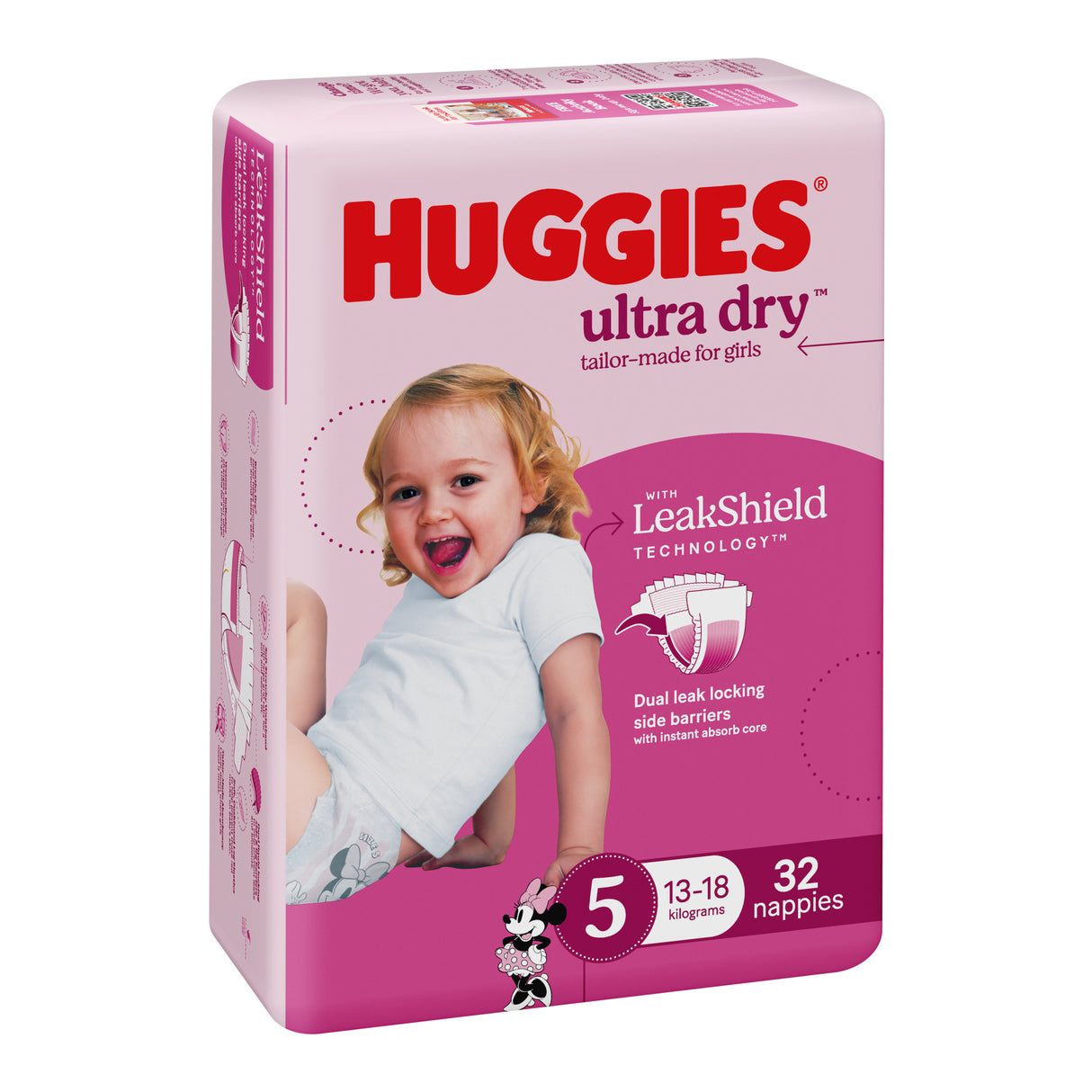 Huggies Ultra Dry Nappies Girls Size 5 (13-18kg) 32 Pack