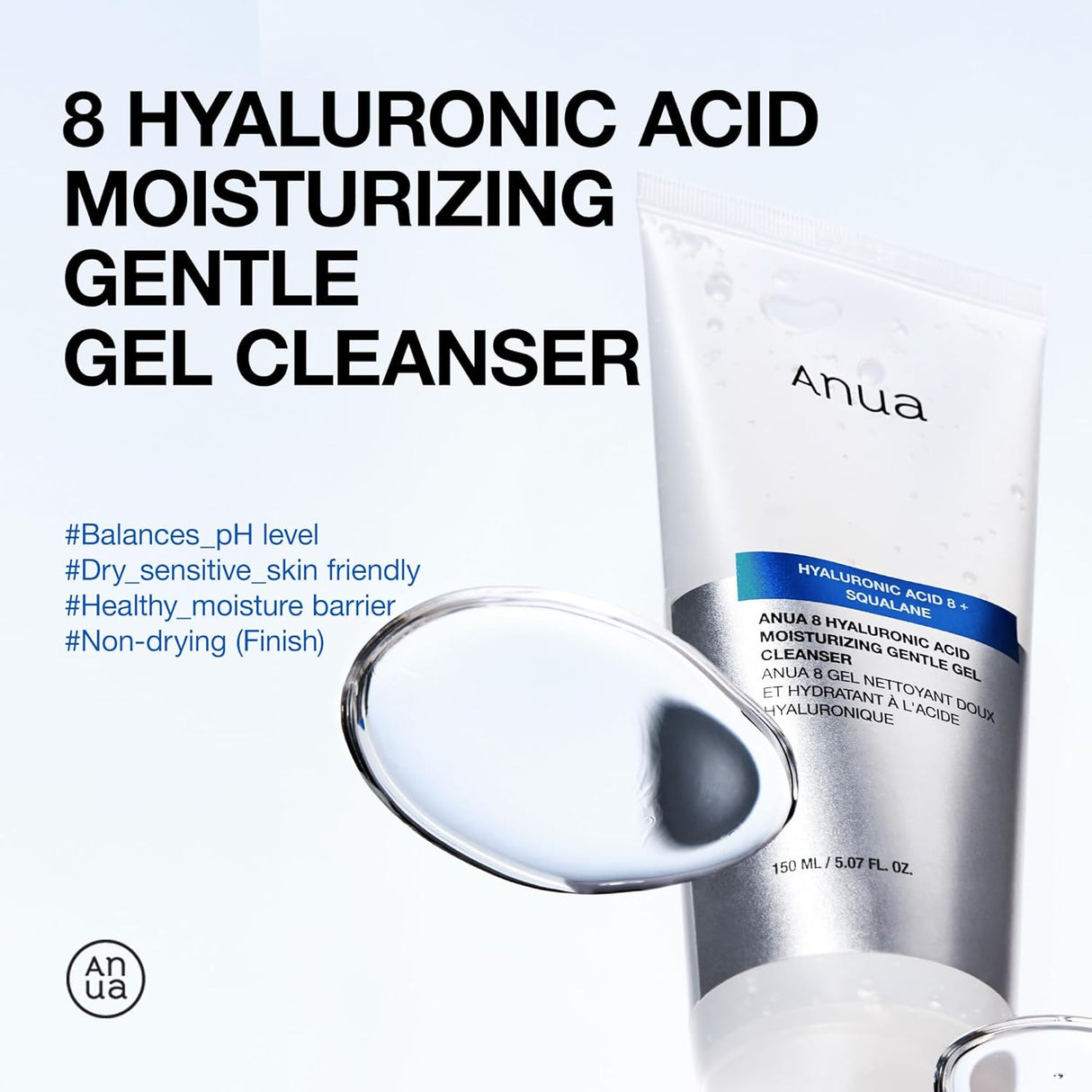 Anua 8 Hyaluronic Acid Moisturising Gentle Gel Cleanser 150ml