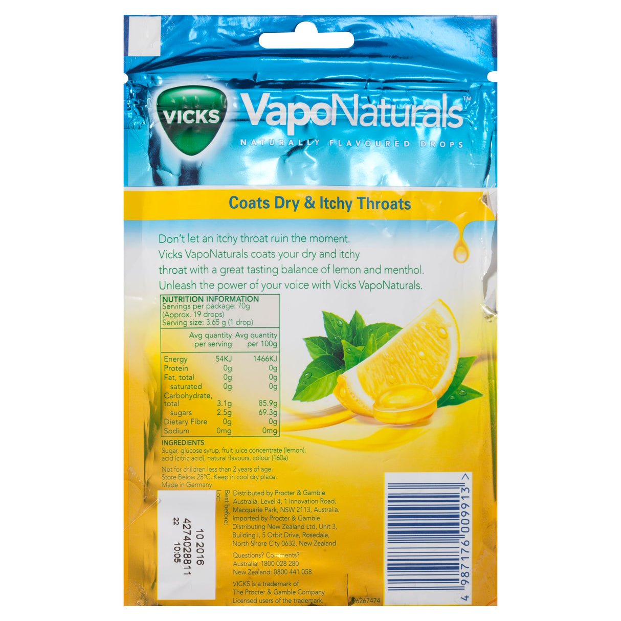 Vicks Vaponaturals Lemon Menthol 19s