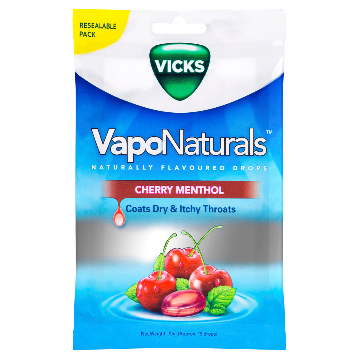 Vicks VapoNaturals Cherry Menthol Flavoured Drops 19 Drops