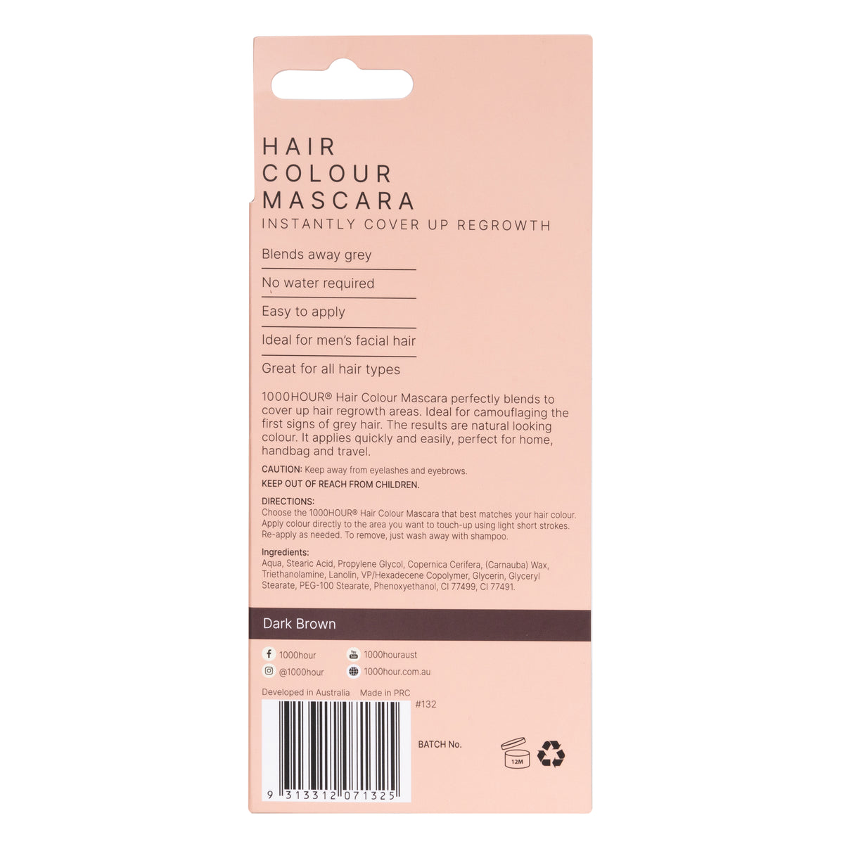 1000HOUR Hair Colour Mascara Dark Brown 12g