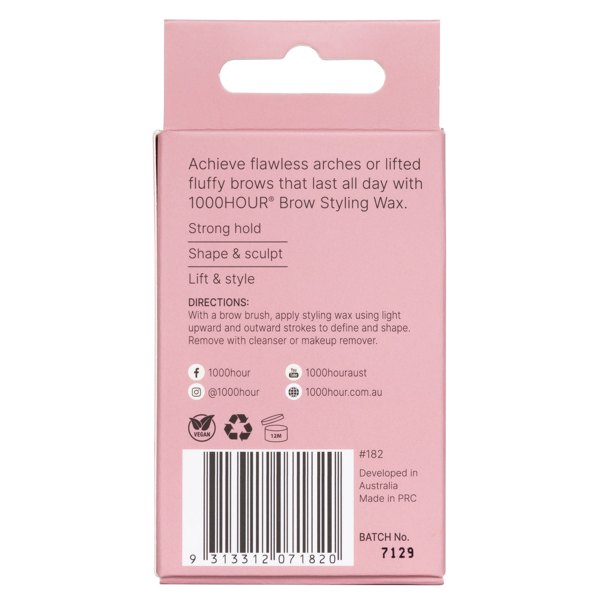 1000HOUR Brow Styling Wax Warm Dark Brown 6g