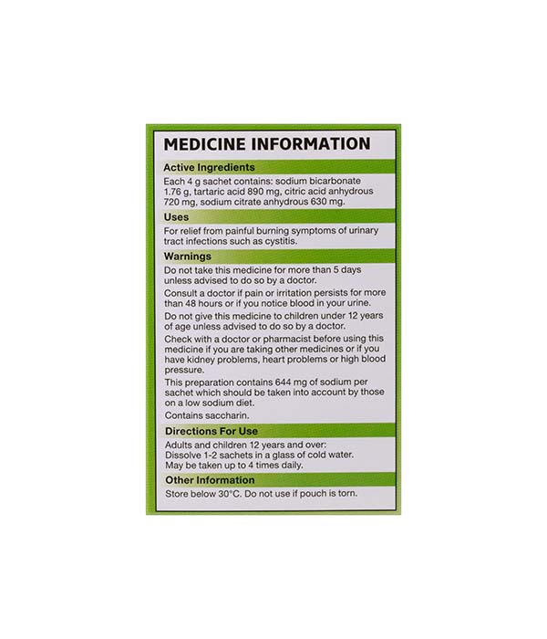 Ural Effervescent Powder Urinary Alkaliniser Lemon 4g Sachets 8 Pack