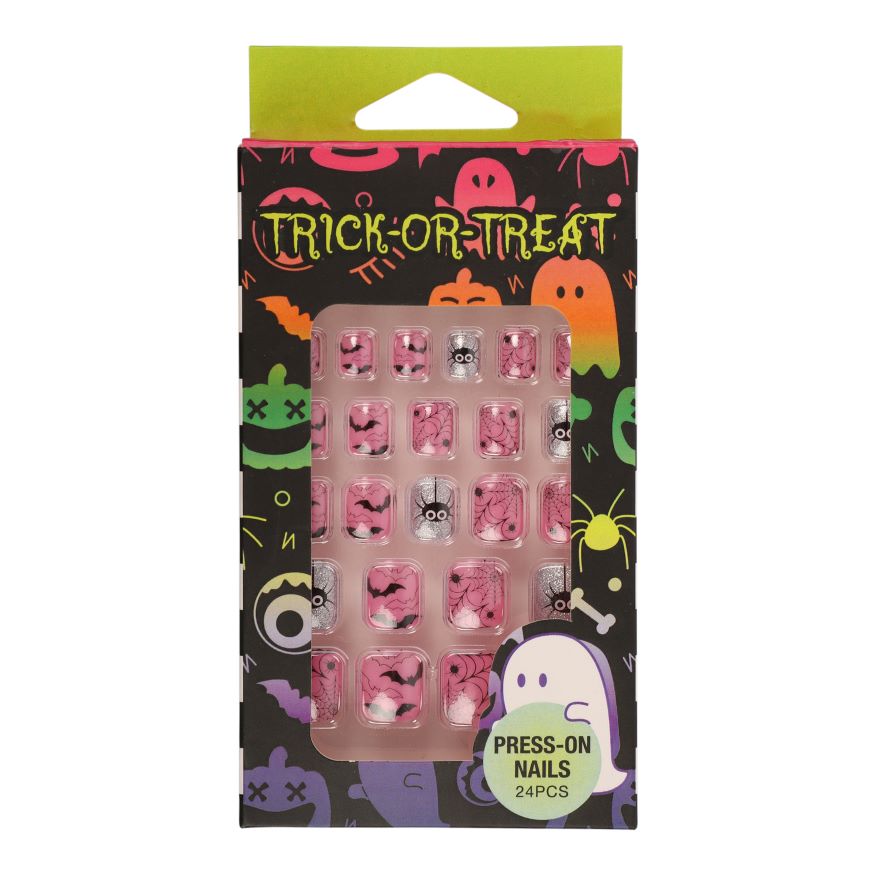 BYS Halloween Press On Nails Pink Bat
