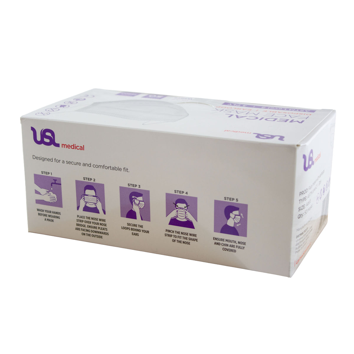 USL Medical Ear Loop Mask 3ply ASTM Level 2