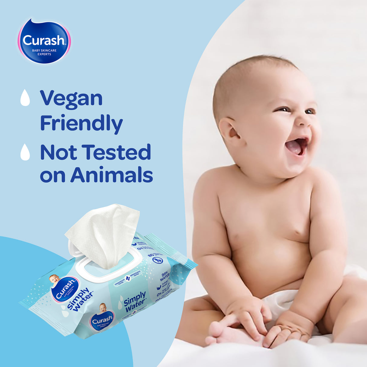 Curash Simply Water Wipes 3x80 Pack
