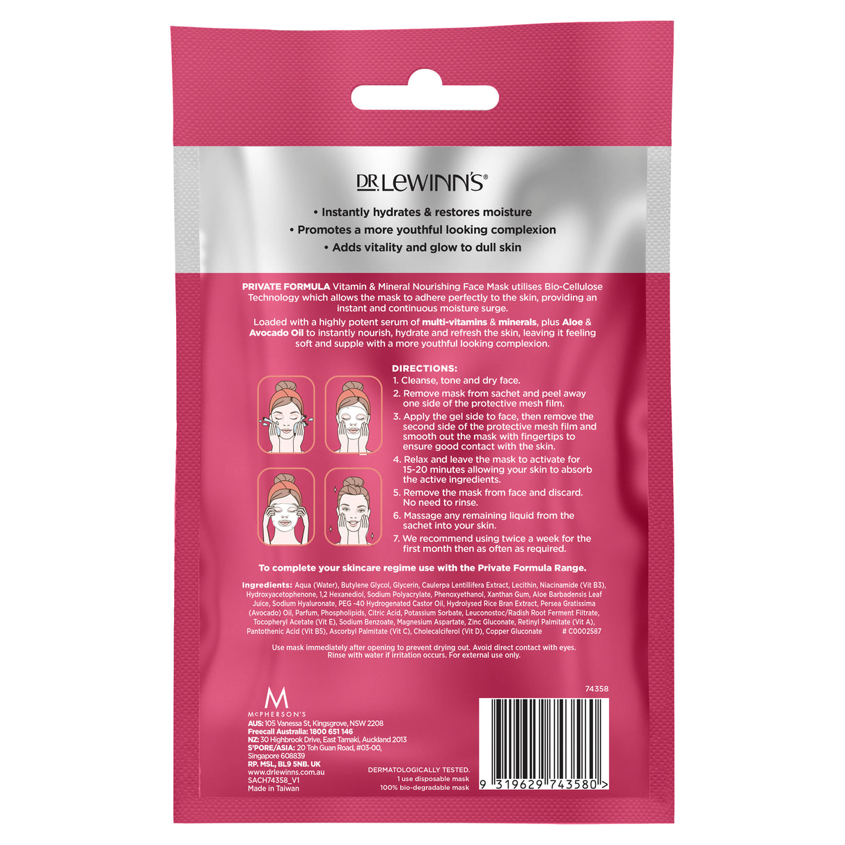 Dr. LeWinn's Private Formula Vitamin & Mineral Nourishing Face Mask 1 pack