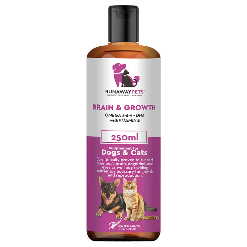 RUNAWAY PETS BRAIN & GROWTH – Omega 3-6-9 + DHA & Vitamin E