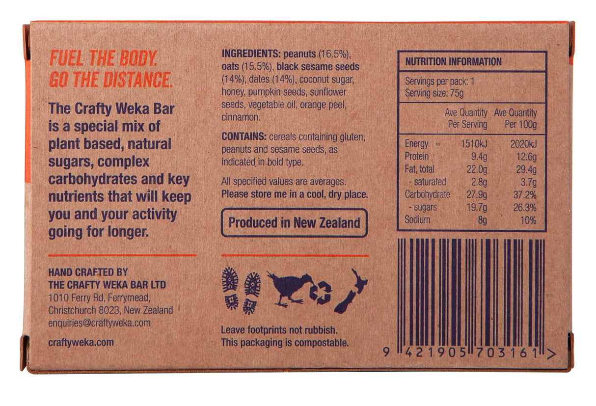 The Crafty Weka Bar — Date & Orange 75g