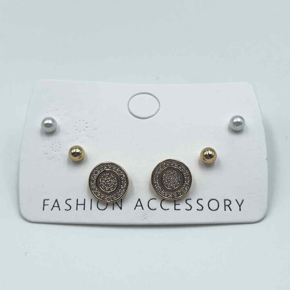 HB&Co 3 Pairs Studs/Circle Earrings