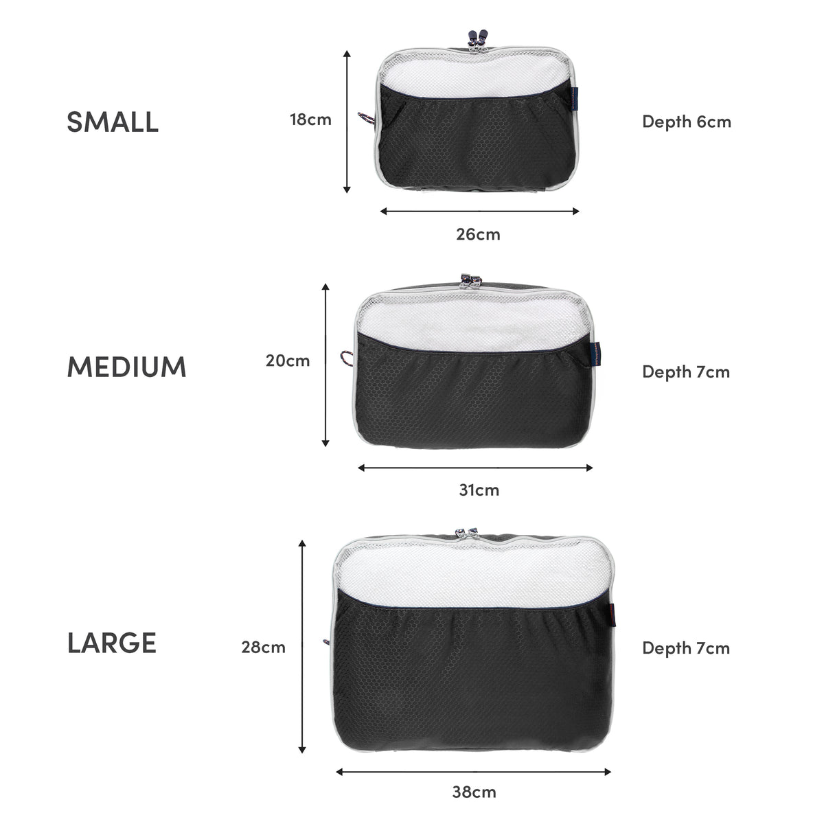 Globite 3 Piece Packing Cubes - Black