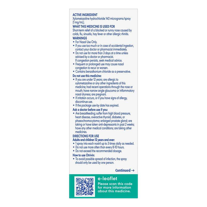 Otrivin Adult Menthol Nasal Spray 10 mL