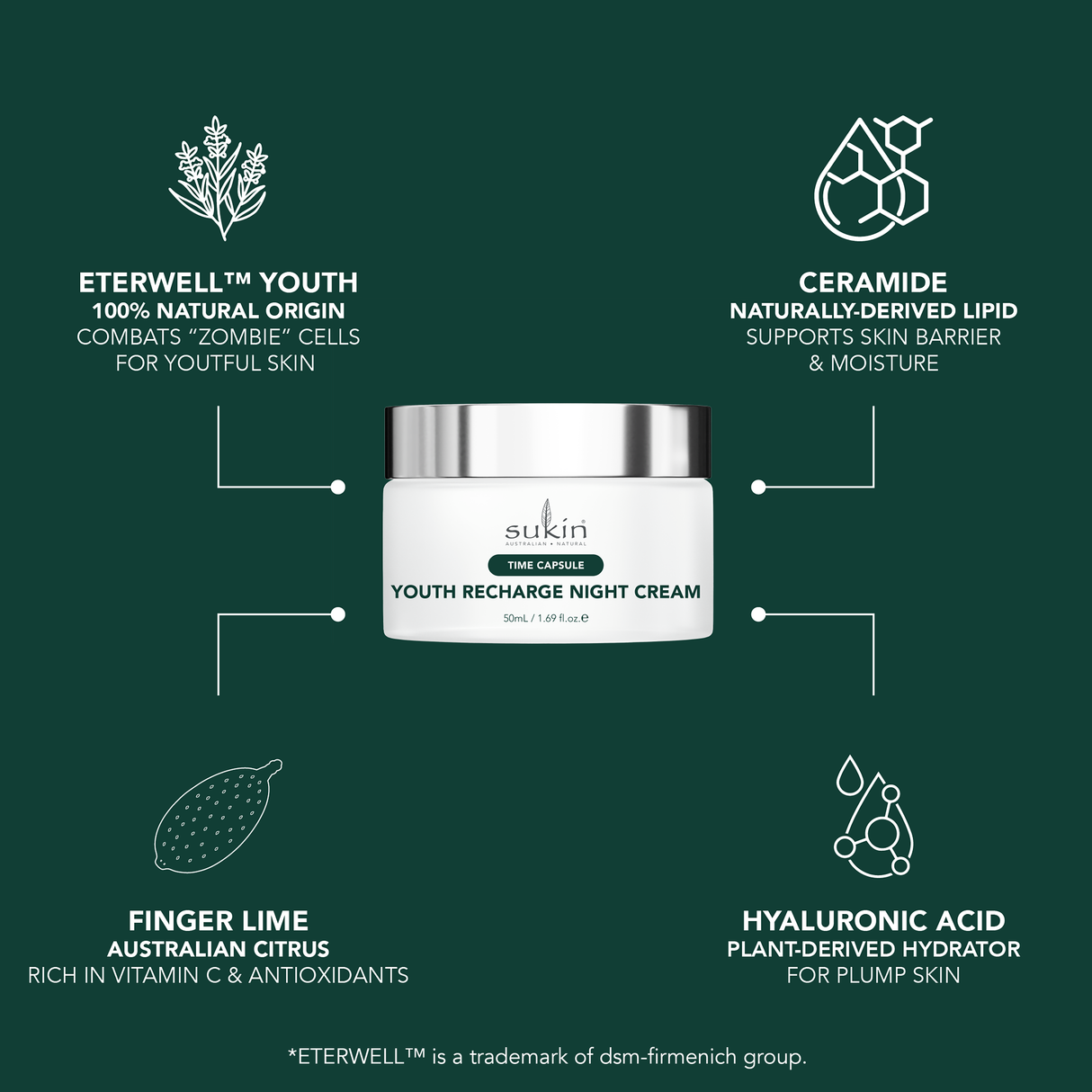 Sukin TIME CAPSULE YOUTH RECHARGE NIGHT CREAM 50ML
