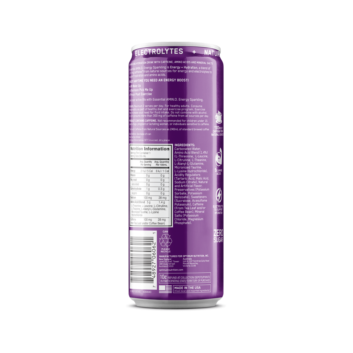Optimum Nutrition Amino Energy Sparkling Grape 355ml