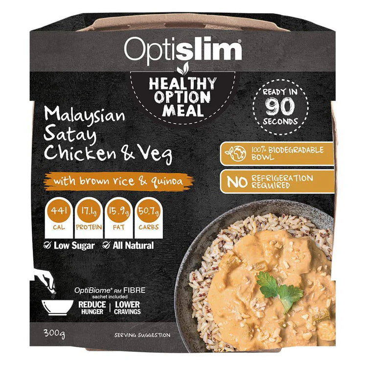 Optislim Healthy Option Meal Malaysian Satay Chicken and Vegetables with Rice and Quinoa 300g