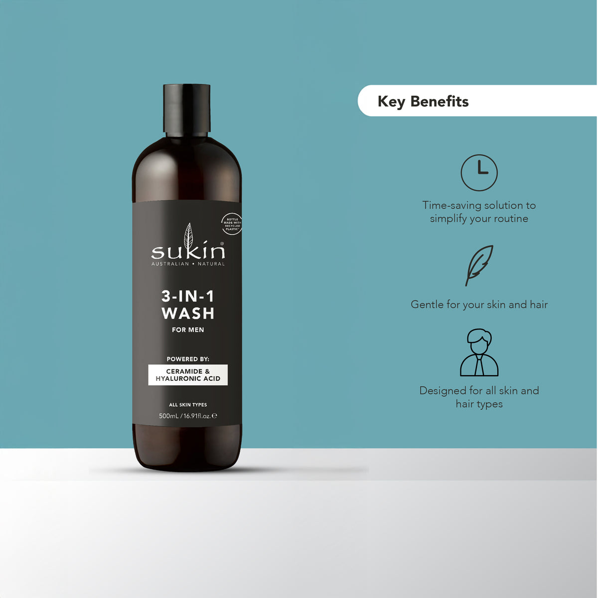 SUKIN Men's 3 In 1 Wash 500ml