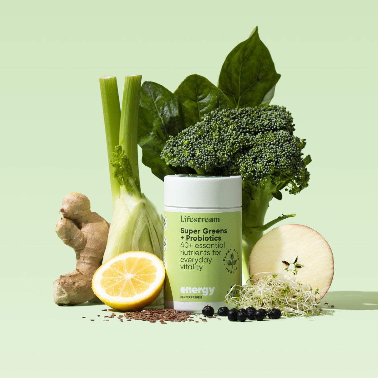 Lifestream Super Greens + Probiotics 120gm