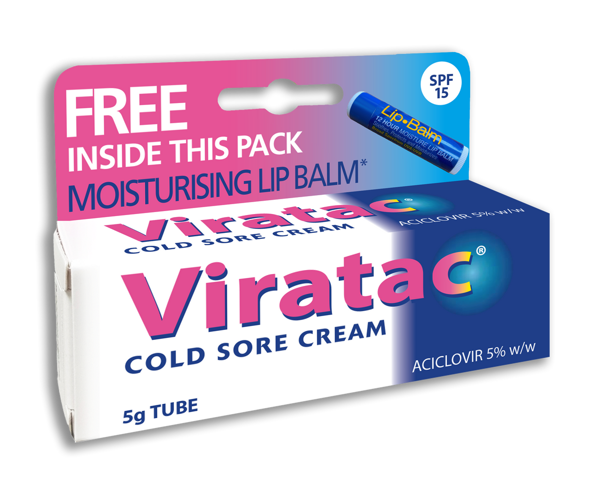 Viratac Cold Sore Cream 5% 5g + Lip Balm