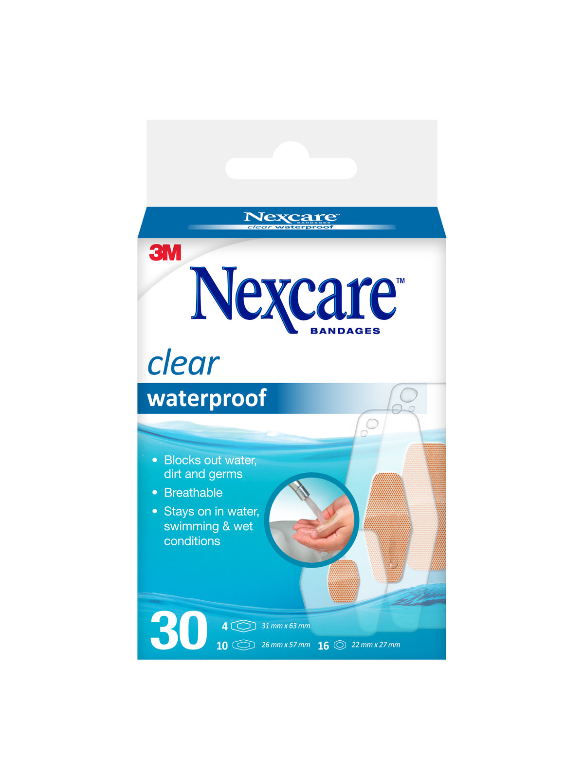 Nexcare Clear Waterproof Asst 30pk
