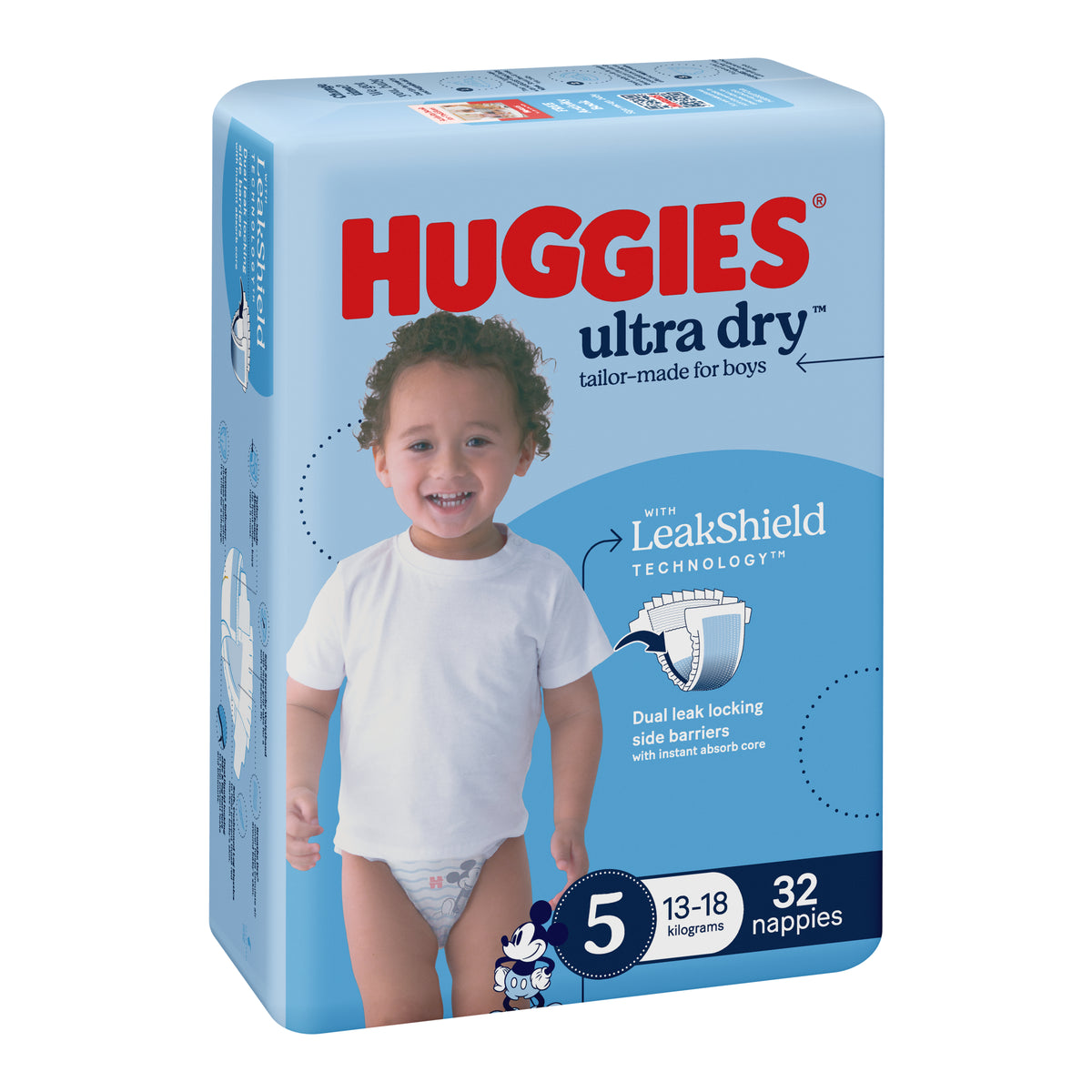 Huggies Ultra Dry Nappies Boys Size 5 (13-18kg) 32 Pack
