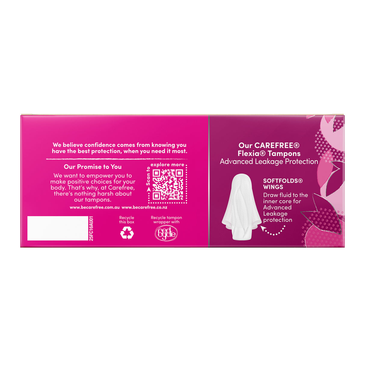 Carefree Flexia Fragrance Free Super Tampons With Wings 16 Pack