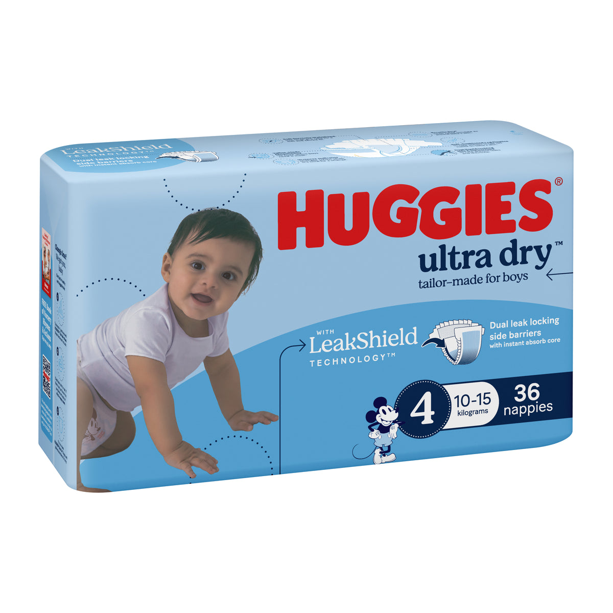 Huggies Ultra Dry Nappies Boys Size 4 (10-15kg) 36 Pack