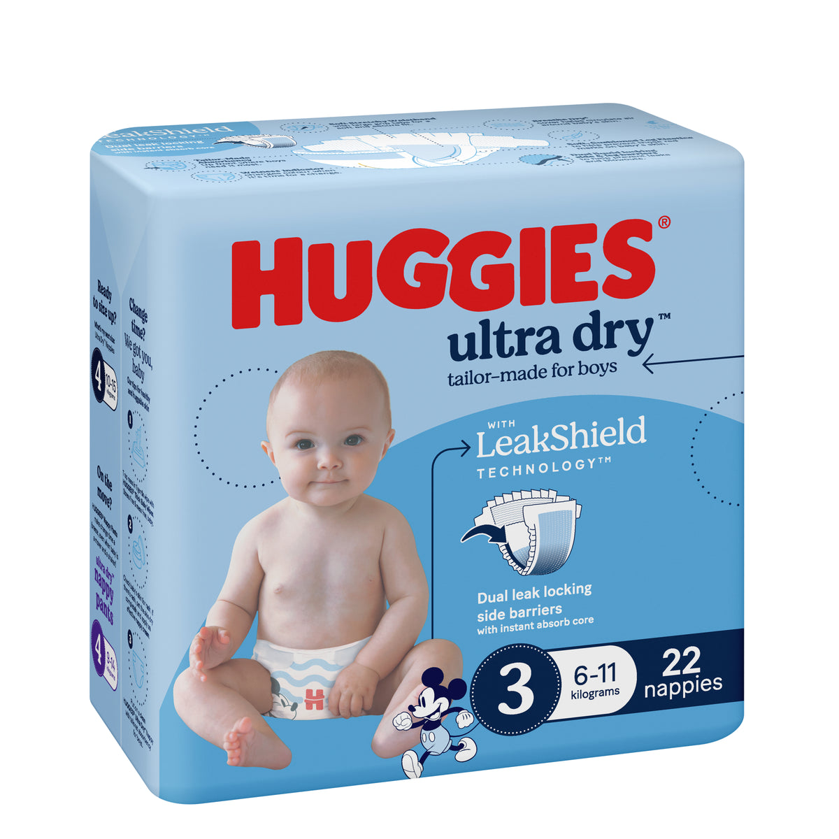 Huggies Ultra Dry Nappies Boy Size 3 (6-11kg) 22 Pack