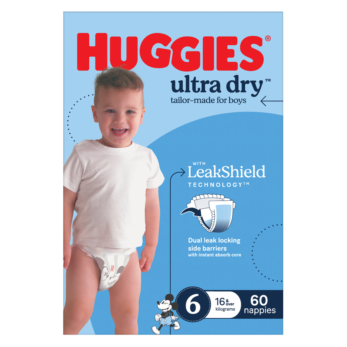 Huggies Ultra Dry Nappies Boys Size 6 (16+kg) 60 Pack