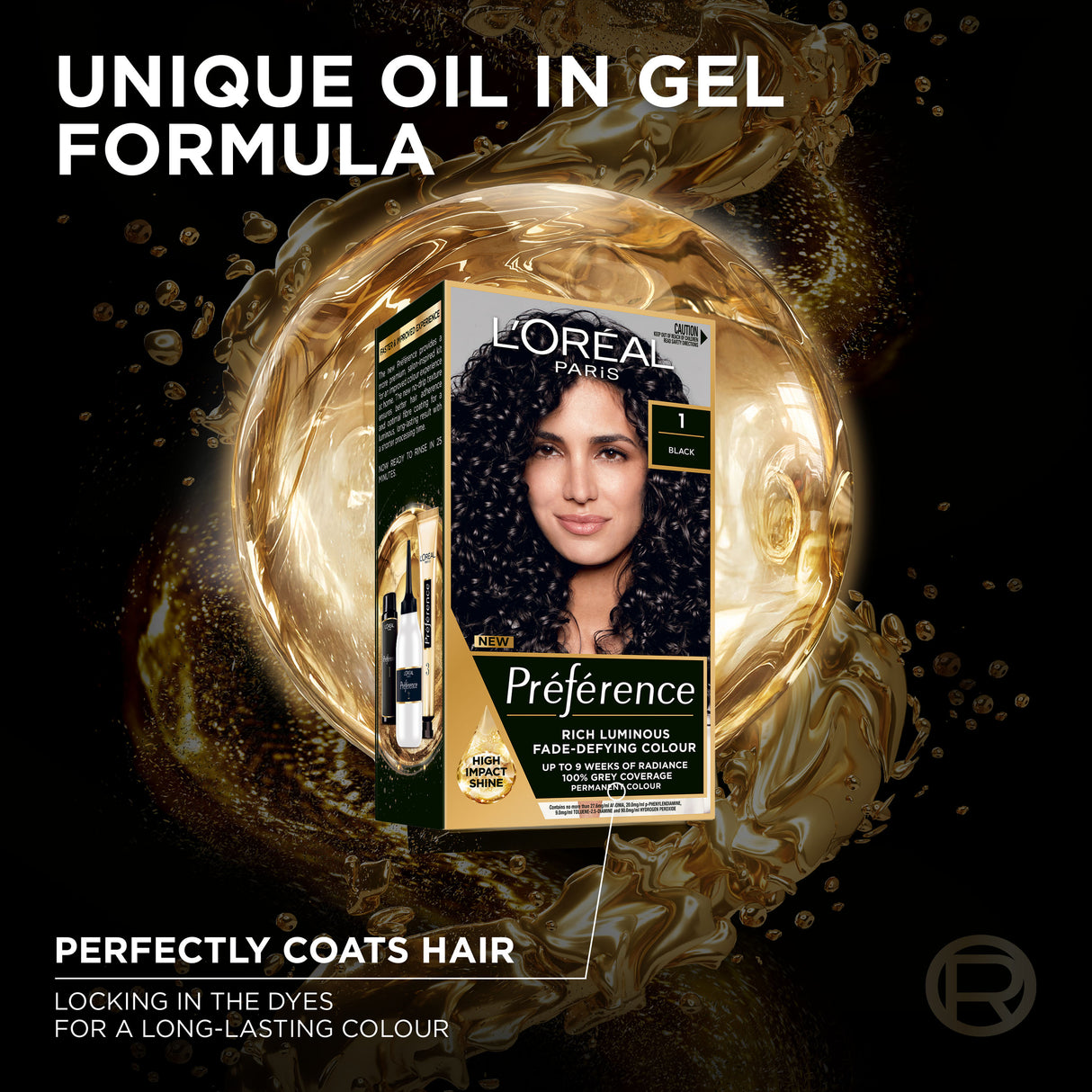 L'Oréal Paris Préférence Permanent Hair Colour - 1 Napoli (Black)