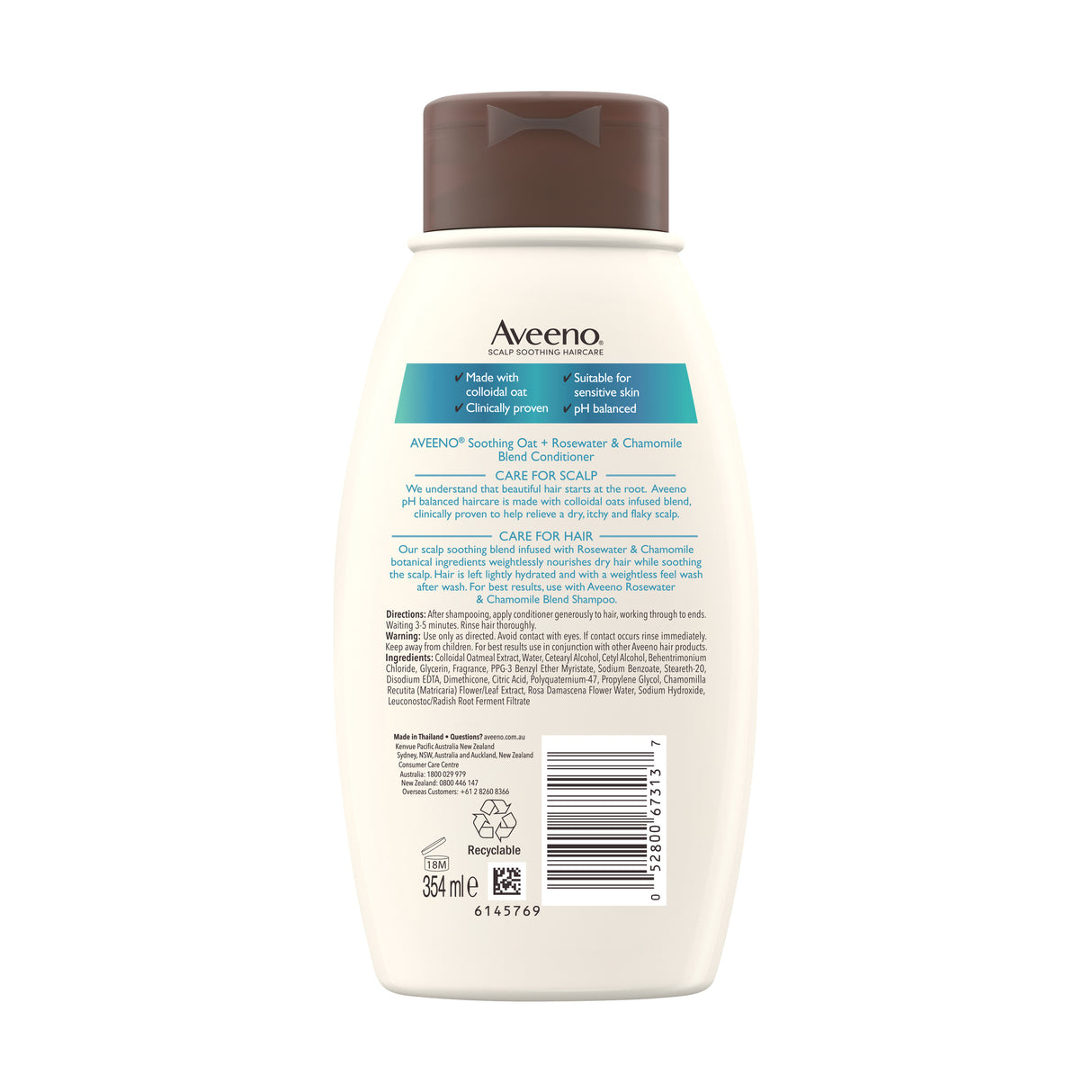 Aveeno Sensitive & Soft Rose Water and Chamomile Blend Conditioner For Scalp Soothing & Gentle Cleansing 354mL