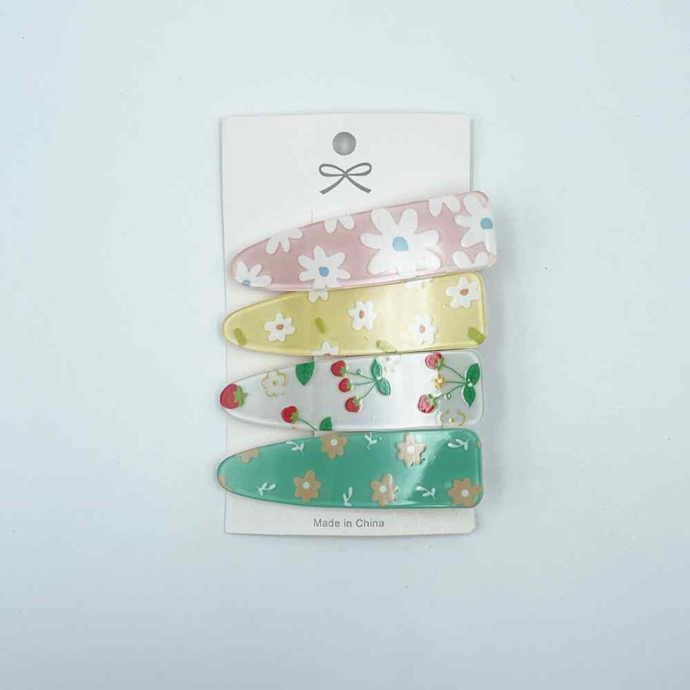 Hair Clips 4Pack Summer Flowers