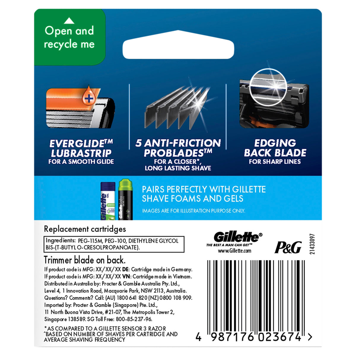 Gillette ProGlide Flexball Razor Blades 8 Cartridges Refills, Shave Care