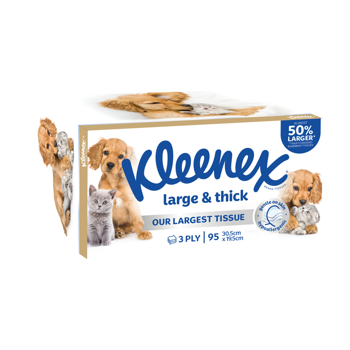 Kleenex Large & Thick 3 Ply Facial Tissues 95 Pack