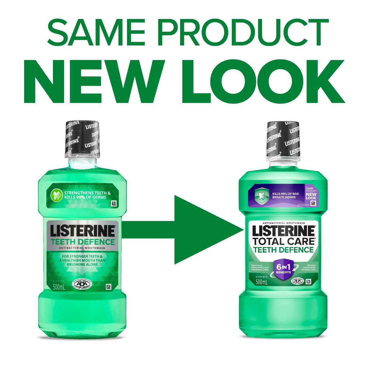 Listerine Teeth Defence Antibacterial Mouthwash 500mL