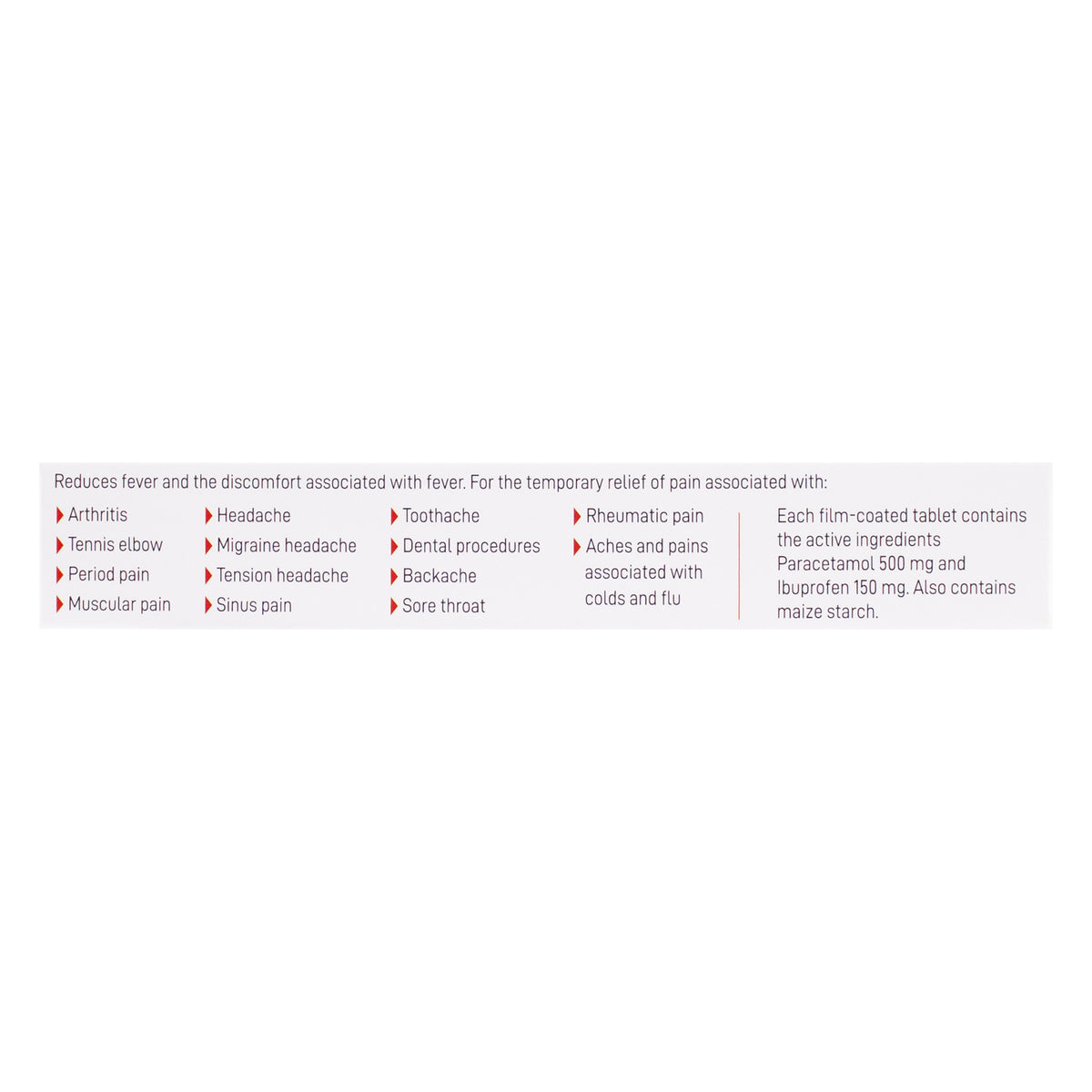 AFT Paracetamol 500mg + Ibuprofen 150mg Tablets, 16's